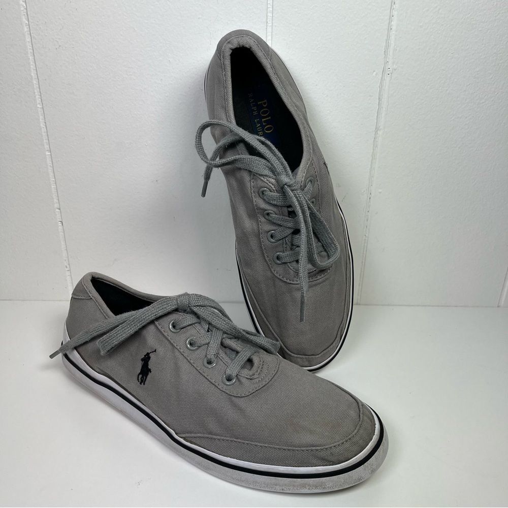 Polo Ralph Lauren Men's Gray Earle Low Canvas Sneakers Size 9.5